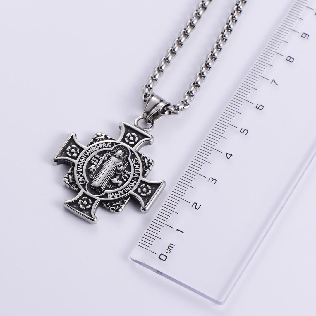 Christianartworkshop Halskette mit Kreuzanhänger, Schutzmedaille des Heiligen Benedikt - image 7