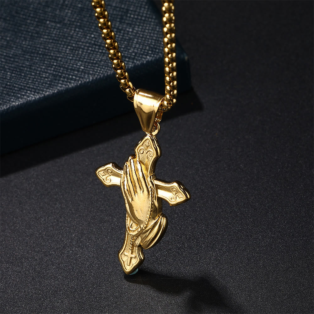 Christianartworkshop Halskette mit Anhänger „Betende Hände“ aus Edelstahl mit Kreuz - image 11