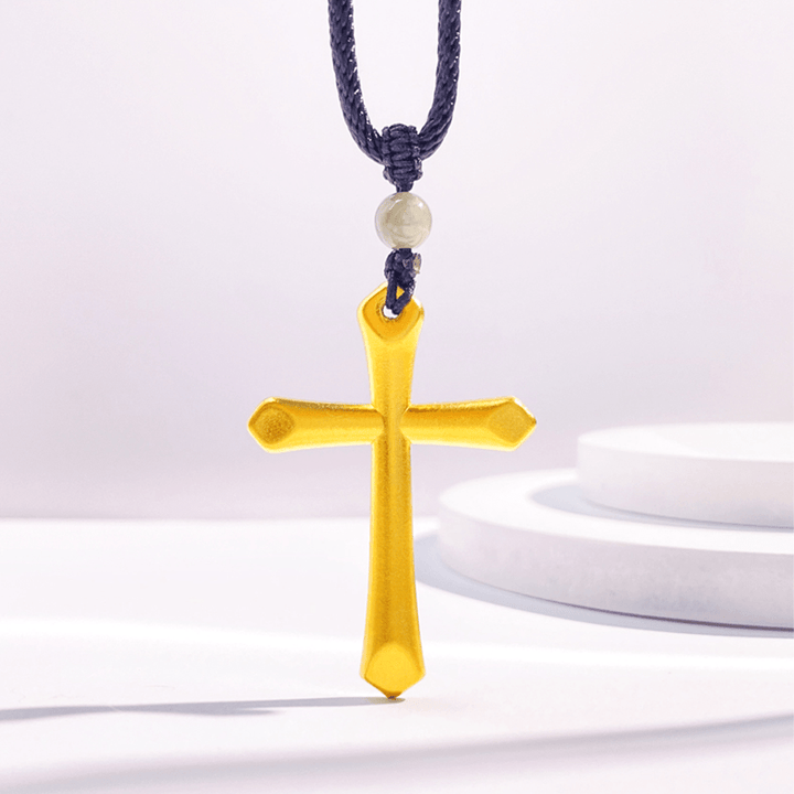 Christianartworkshop Halskette mit Kreuzanhänger im minimalistischen Stil, 999er-Gold, mattiert - 999 Massivgold - image 1