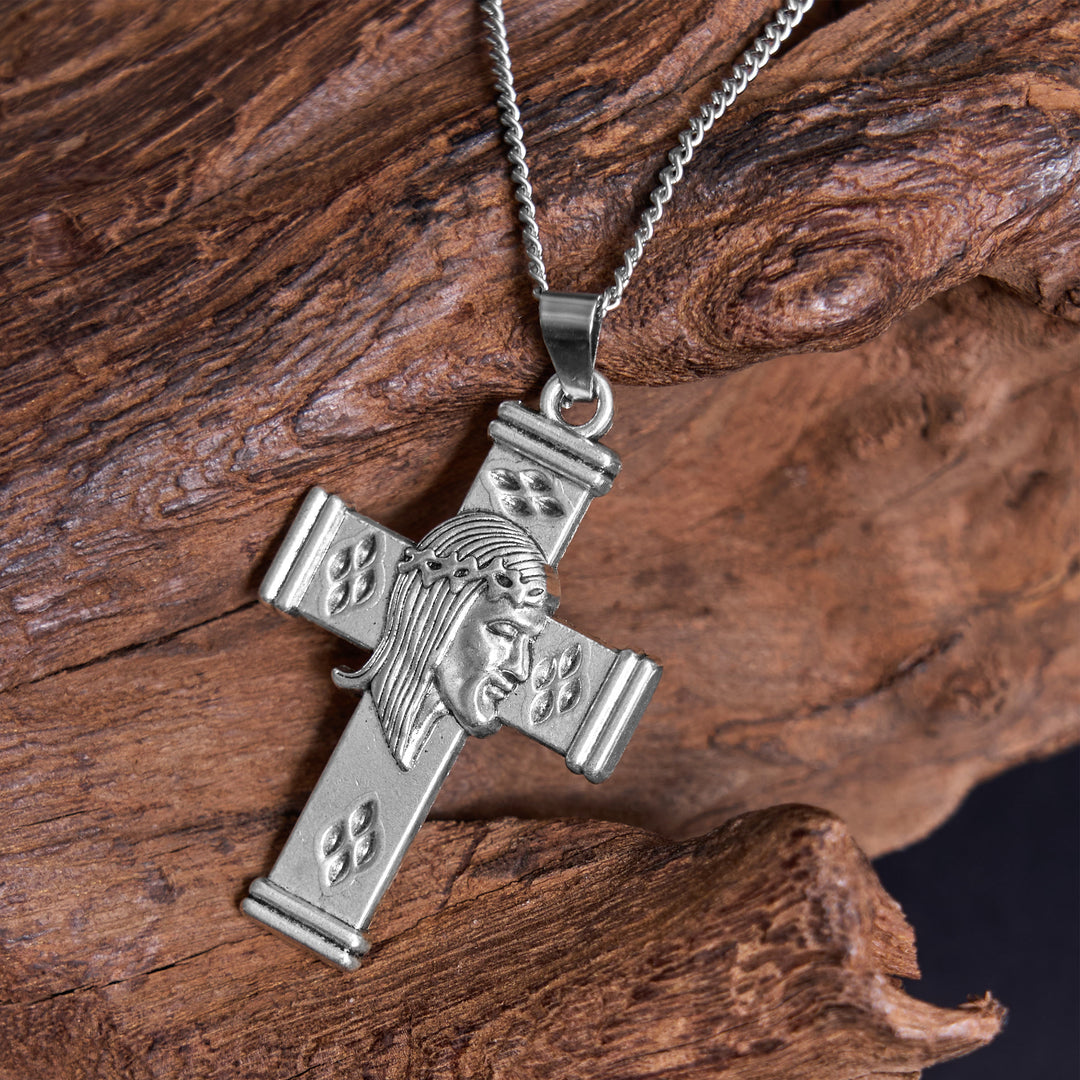 Christianartworkshop Halskette mit Anhänger im Retro-Stil mit Jesus-Symbol und Kreuz
