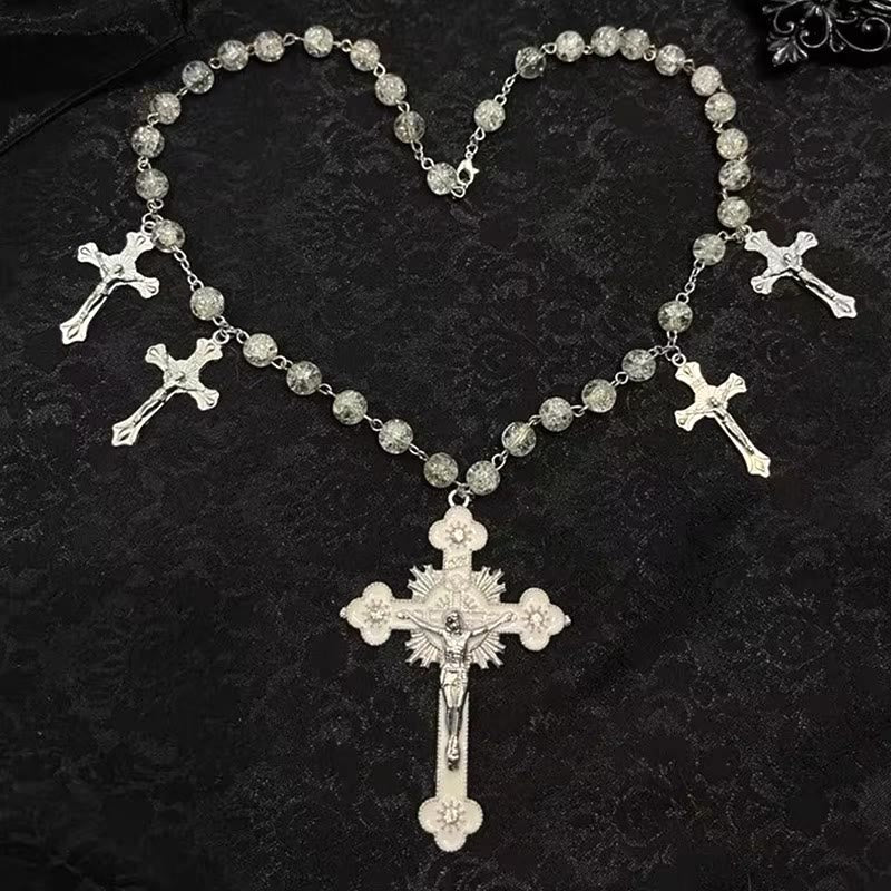 Christianartworkshop Halskette mit geheimnisvollem Kruzifix-Anhänger im gotischen Stil, Schlüsselbeinkette