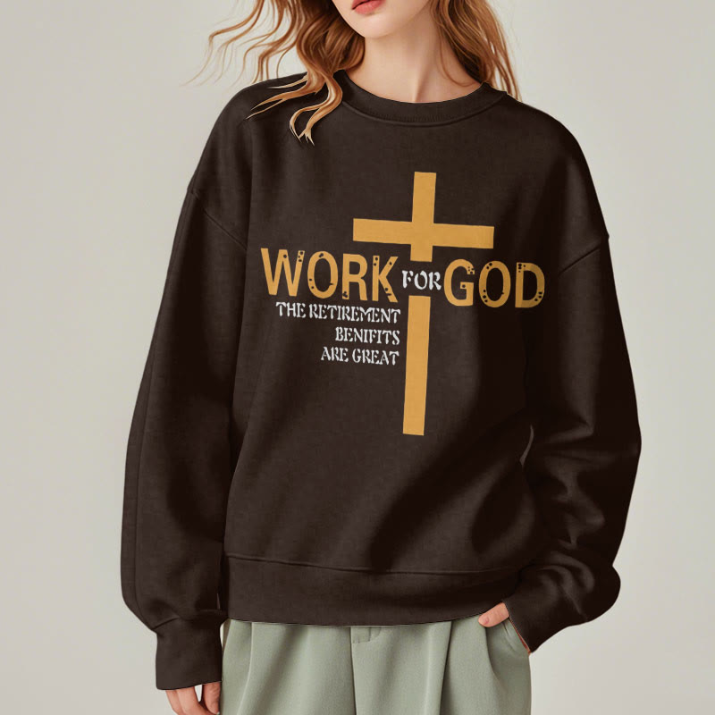 Christianartworkshop Klassisches Sweatshirt im Kreuz-Stil, Arbeit für Gott, mit Fleece gefüttert, Polyester