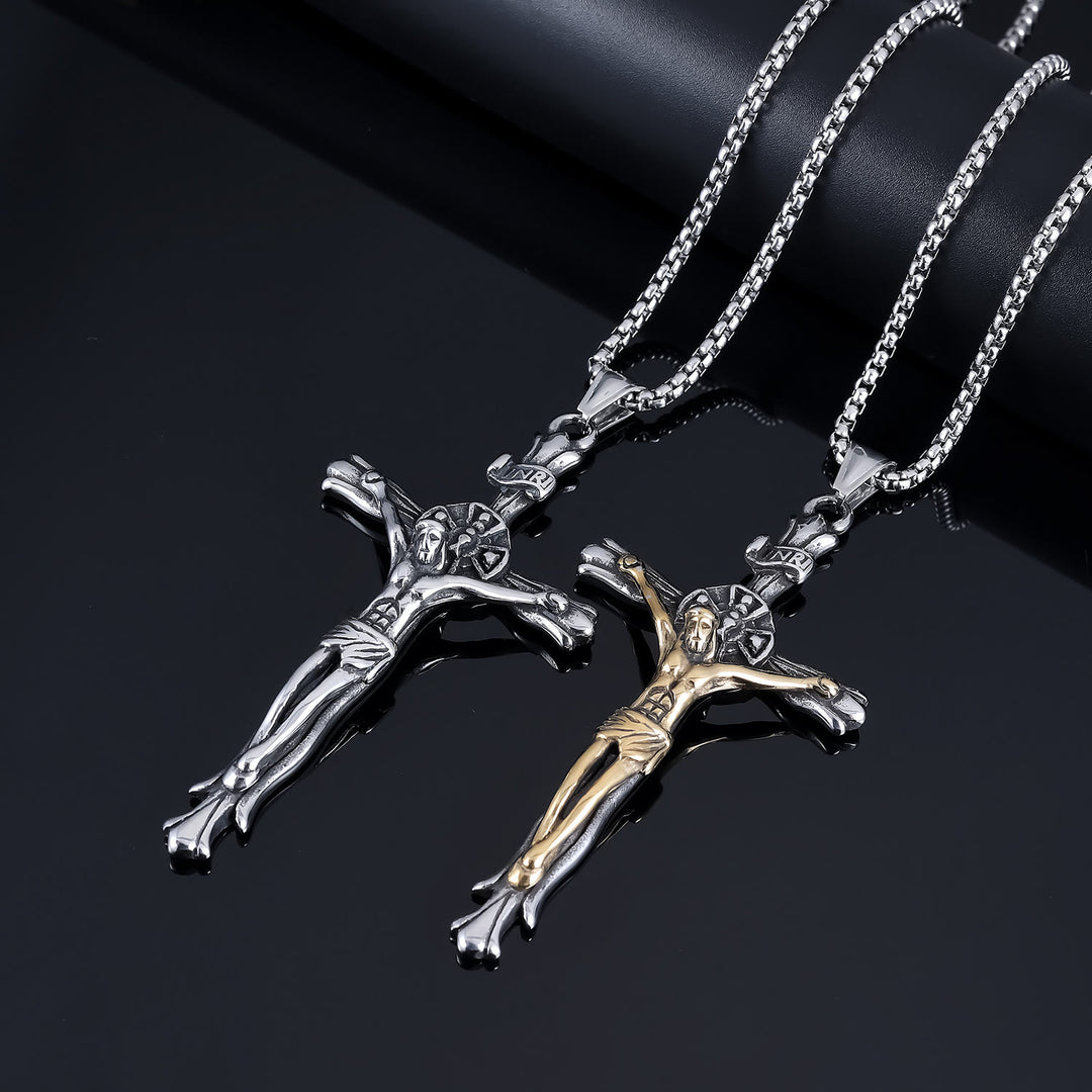 Christianartworkshop Halskette im klassischen Stil mit INRI-Plakette, Kruzifix, Kreuz, Jesus, Heiliger Glaube