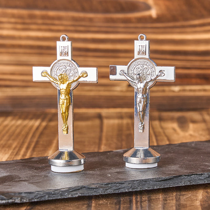 Christianartworkshop Klassisches traditionelles Benediktkreuz aus Legierung, handgefertigtes Ornament