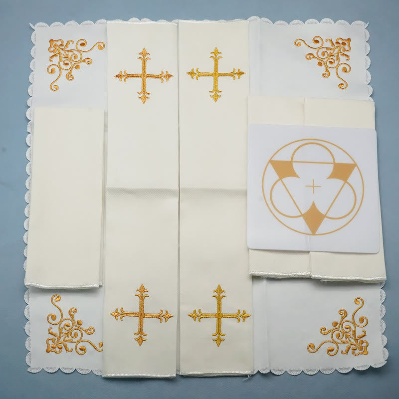 Christianartworkshop Göttliches Kreuz und Schriftrolle Kelchschleier & Purifikator-Set Religiöses Altarwäsche-Set