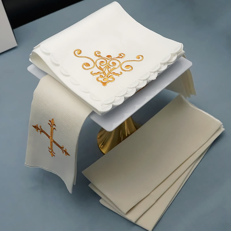 Christianartworkshop Göttliches Kreuz und Schriftrolle Kelchschleier & Purifikator-Set Religiöses Altarwäsche-Set