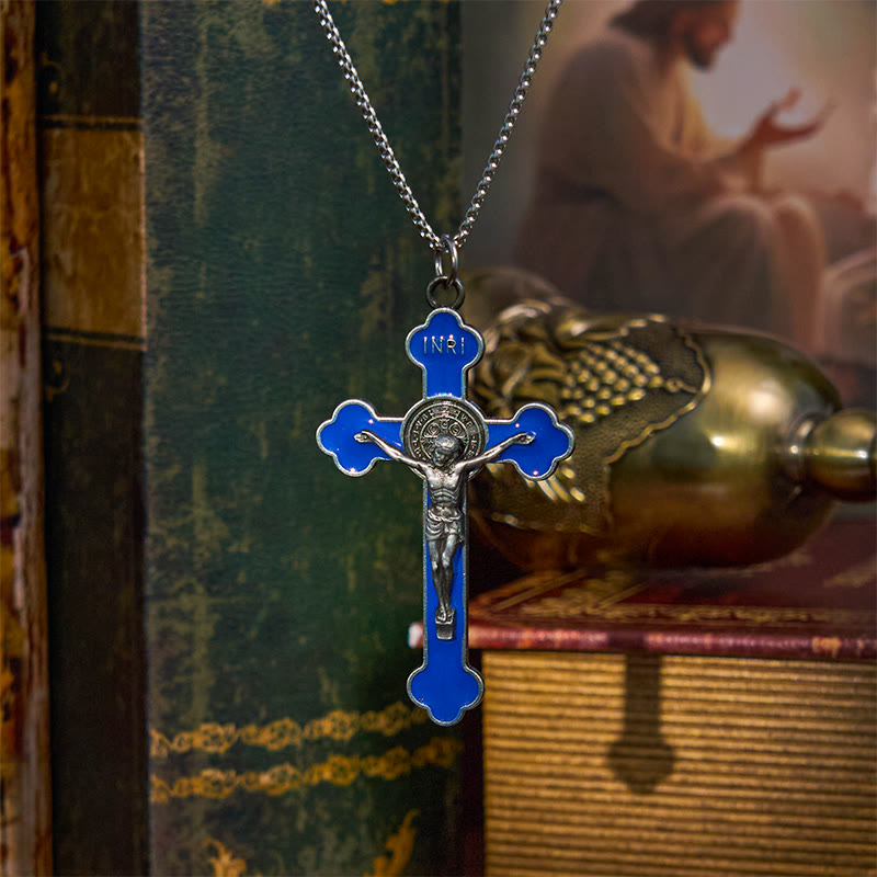 Christianartworkshop Halskette mit Anhänger im Retro-Stil, mehrfarbig, klassisches Kruzifix, Glaube, Schutz