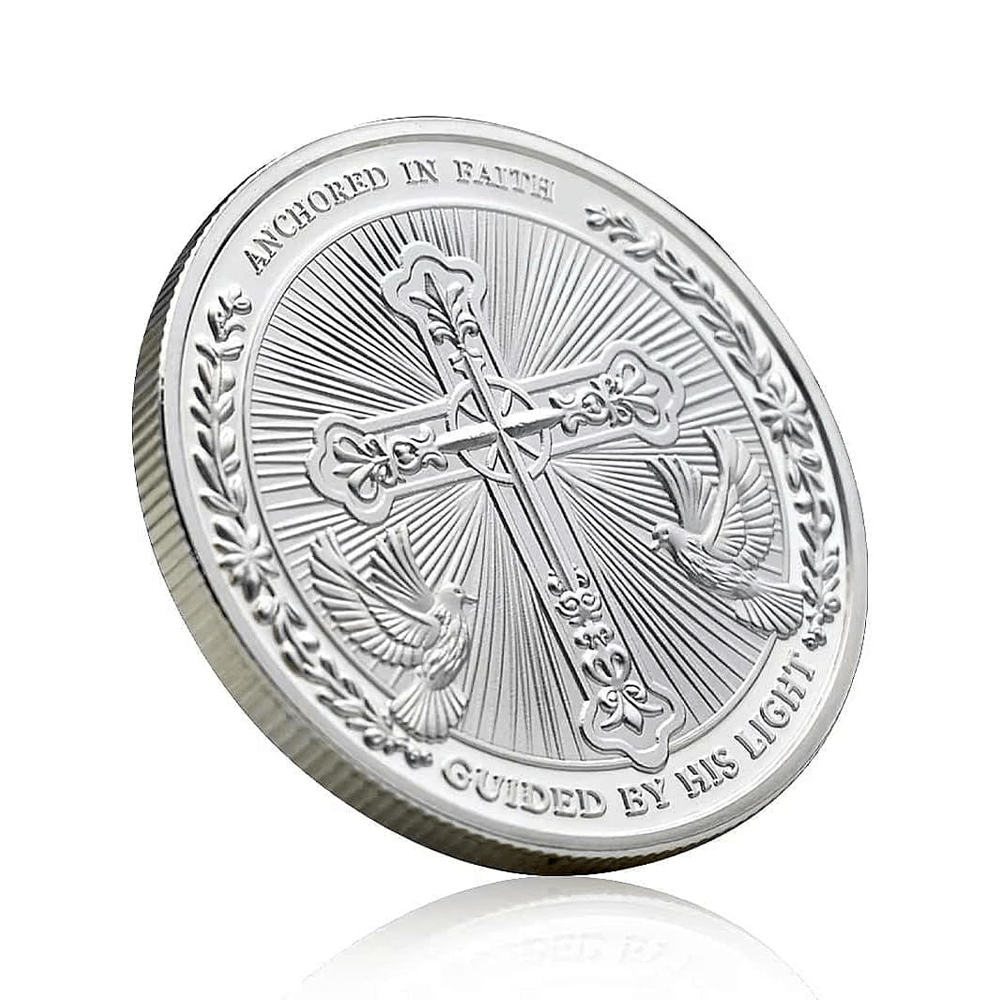 Christianartworkshop Goldene/Silber-Herausforderungsmünze „Jesus Love Found In Christ“ mit Taube und Kreuz - image 7