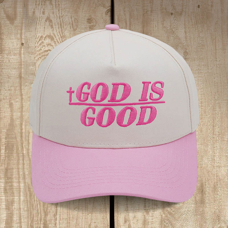 Christianartworkshop God Is Good Zweifarbige Baseballkappe: Mutig getragener Glaube - Rosa - image 4