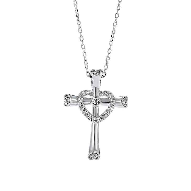 Christianartworkshop Halskette mit Kreuz und Herz aus 925er Silber mit Zirkonia: Glaube trifft Liebe in Glanz - image 4