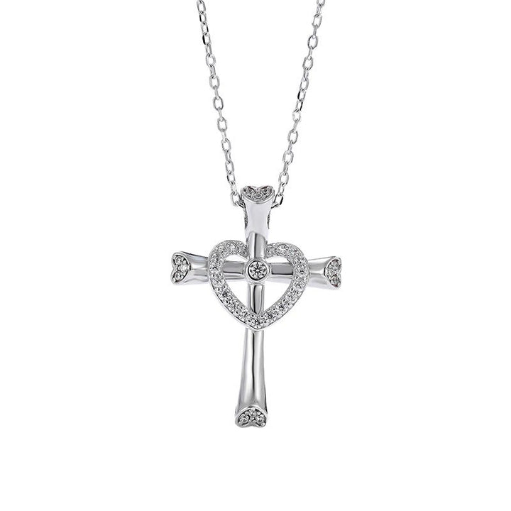 Christianartworkshop Halskette mit Kreuz und Herz aus 925er Silber mit Zirkonia: Glaube trifft Liebe in Glanz - image 4