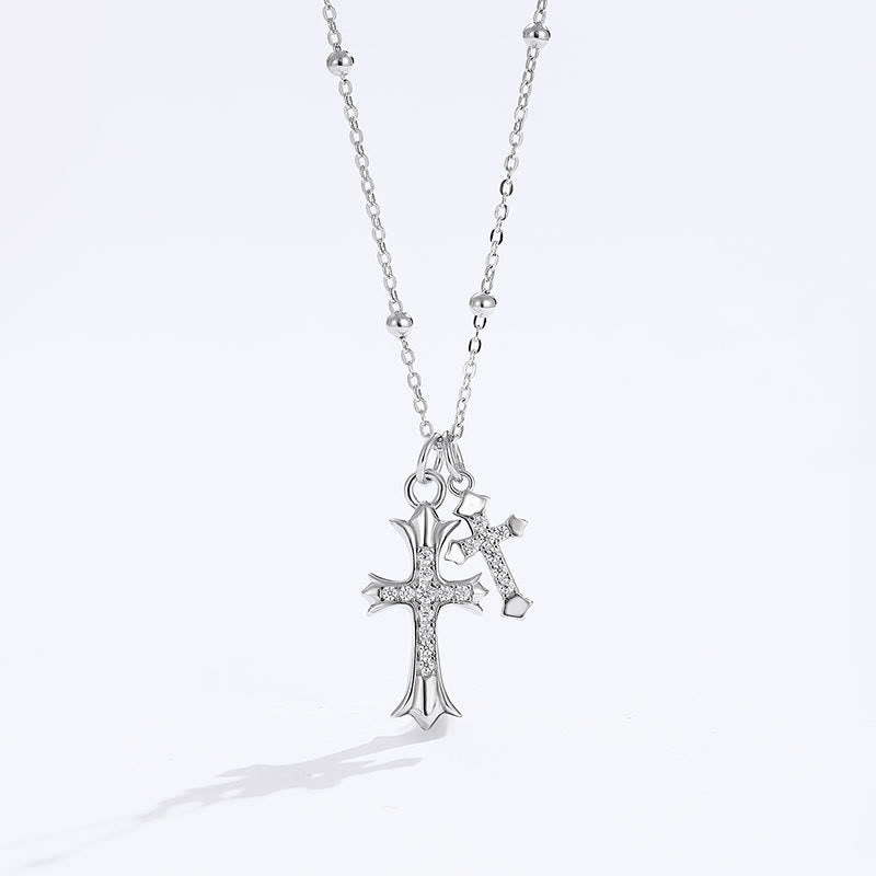 Christianartworkshop Halskette mit Doppelkreuz aus 925er Silber: Glaube – inspiriertes Funkeln - 925er Sterlingsilber - image 0