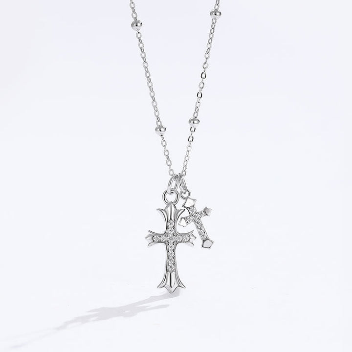 Christianartworkshop Halskette mit Doppelkreuz aus 925er Silber: Glaube – inspiriertes Funkeln - 925er Sterlingsilber - image 0