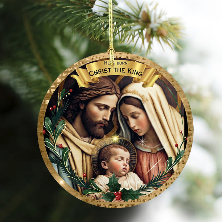 Christianartworkshop Golden – Gerahmter klassischer Weihnachtsschmuck der Heiligen Familie - image 3