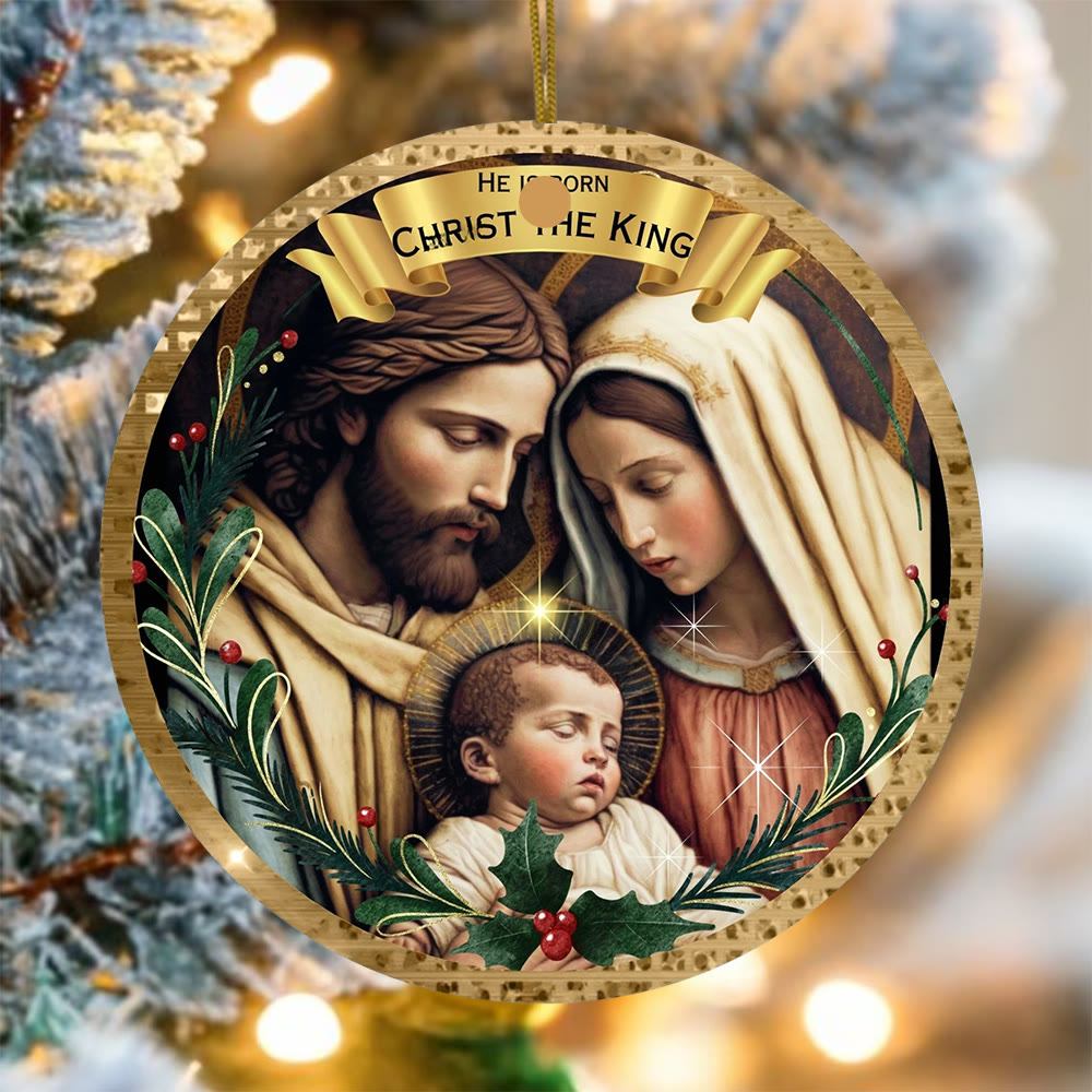 Christianartworkshop Golden – Gerahmter klassischer Weihnachtsschmuck der Heiligen Familie - image 4