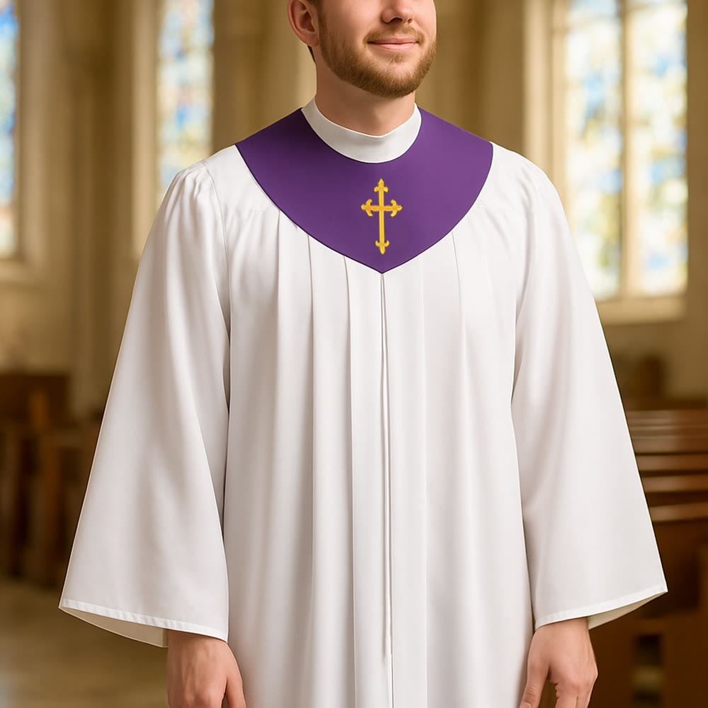 Christianartworkshop Geistliche Robe für religiöse Dienste – Kreuzakzent-Joch - Lila - 3XL - image 16