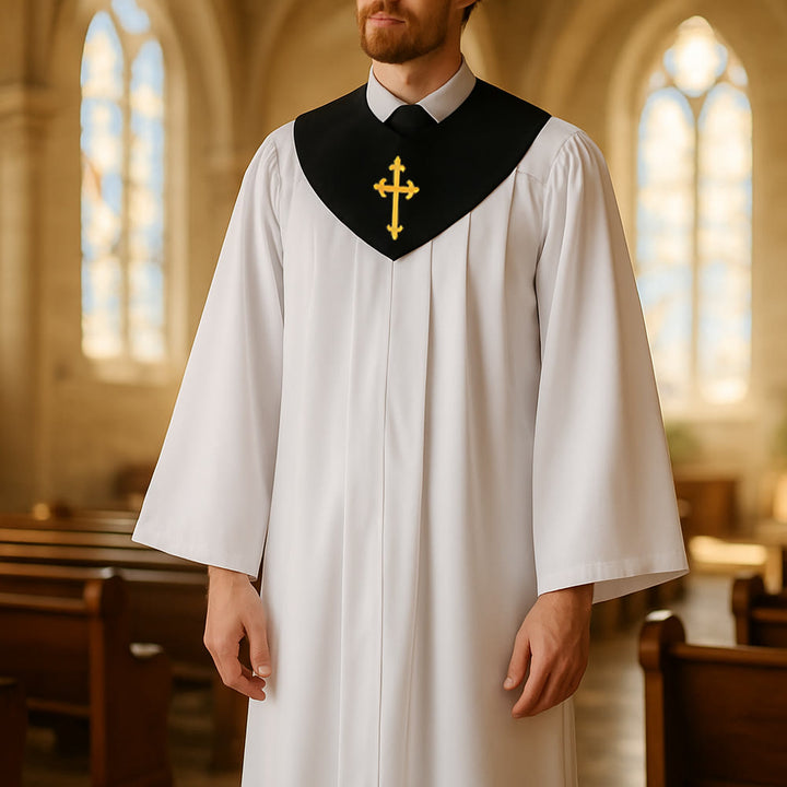 Christianartworkshop Geistliche Robe für religiöse Dienste – Kreuzakzent-Joch - Schwarz - 3XL - image 3