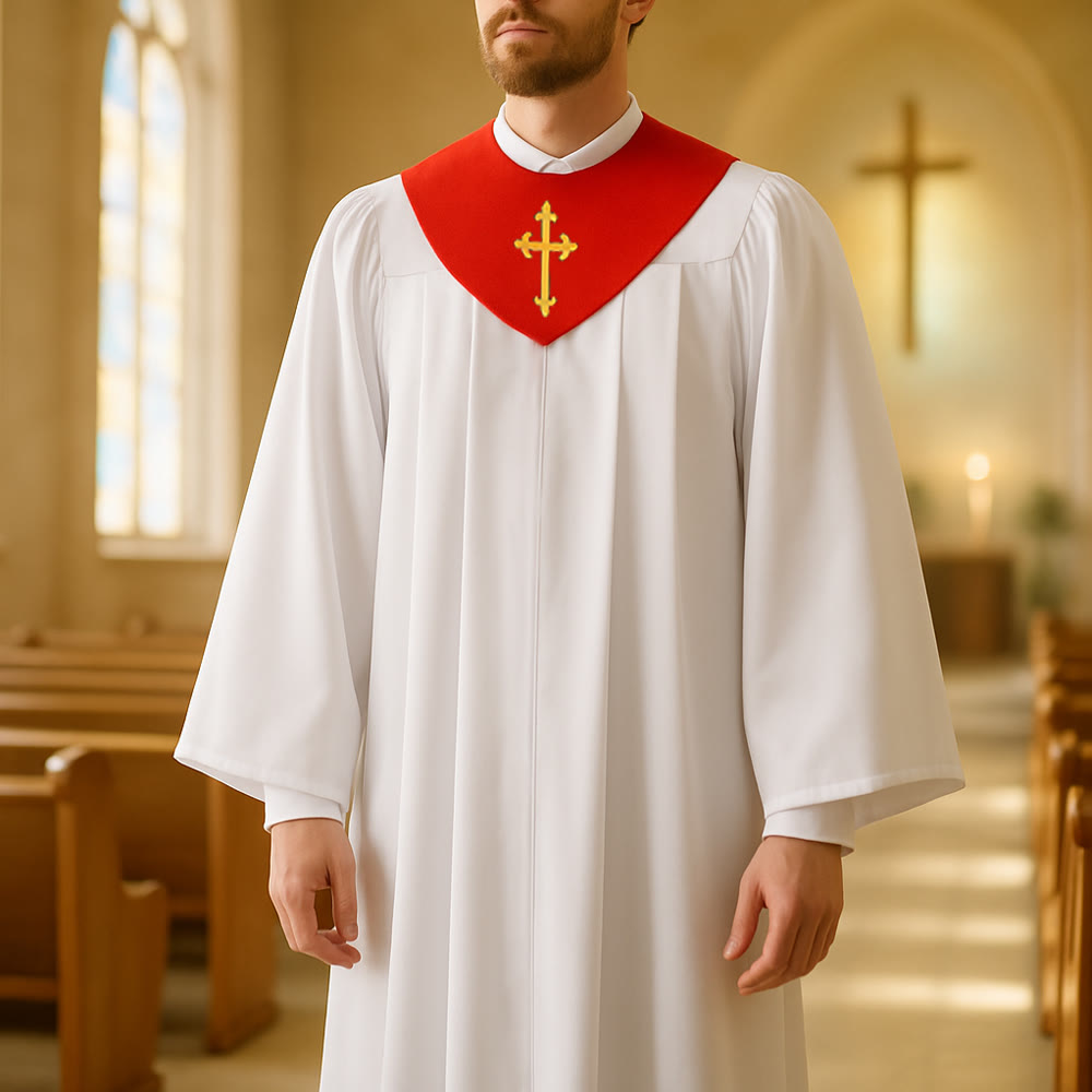 Christianartworkshop Geistliche Robe für religiöse Dienste – Kreuzakzent-Joch - Rot - 3XL - image 5