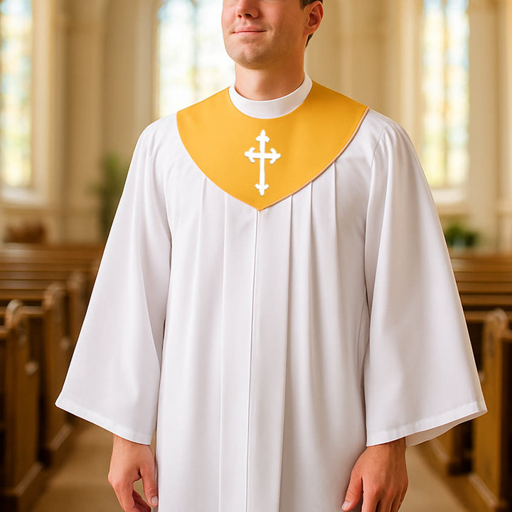 Christianartworkshop Geistliche Robe für religiöse Dienste – Kreuzakzent-Joch - Golden - 3XL - image 7