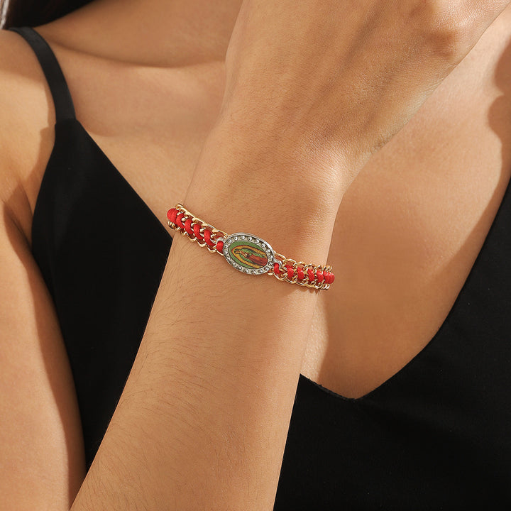 Handgewebtes Armband mit Anhänger der Jungfrau Maria bringt Glück und vertreibt Unglück. Armbandgeschenke für Freunde und Liebhaber. Jungfrau Maria für Frauen und Männer. Geflochtene Armbänder für Männer und Frauen. Religiöse Armbänder.