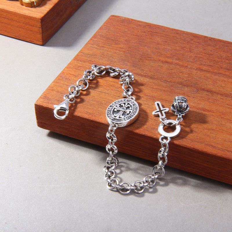 S925 Sterling Silber Iris Kreuz Krone Jungfrau Maria Charm Armband - image 1