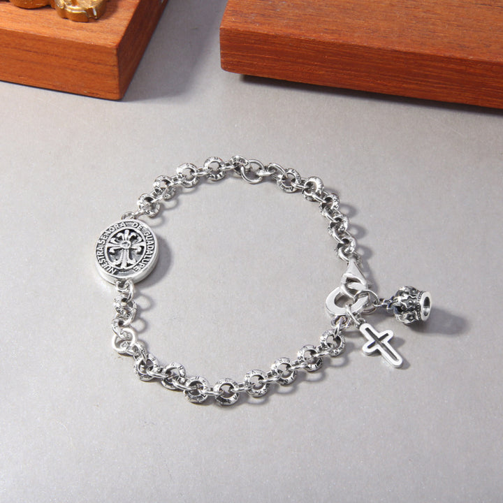 S925 Sterling Silber Iris Kreuz Krone Jungfrau Maria Charm Armband