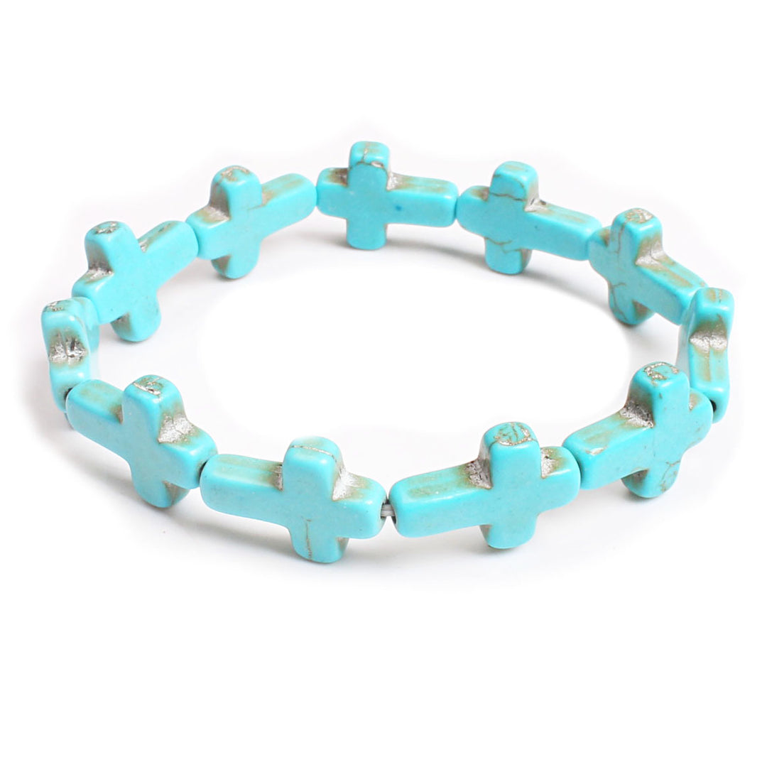 Christianartworkshop Böhmisches Kreuz, türkisfarbenes Perlenarmband - Seeblau - image 7
