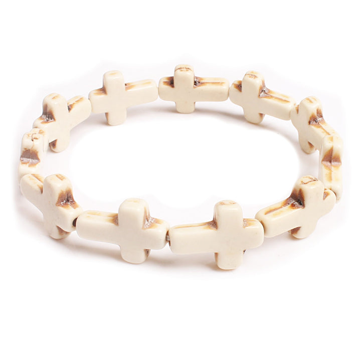 Christianartworkshop Böhmisches Kreuz, türkisfarbenes Perlenarmband - Beige - image 6