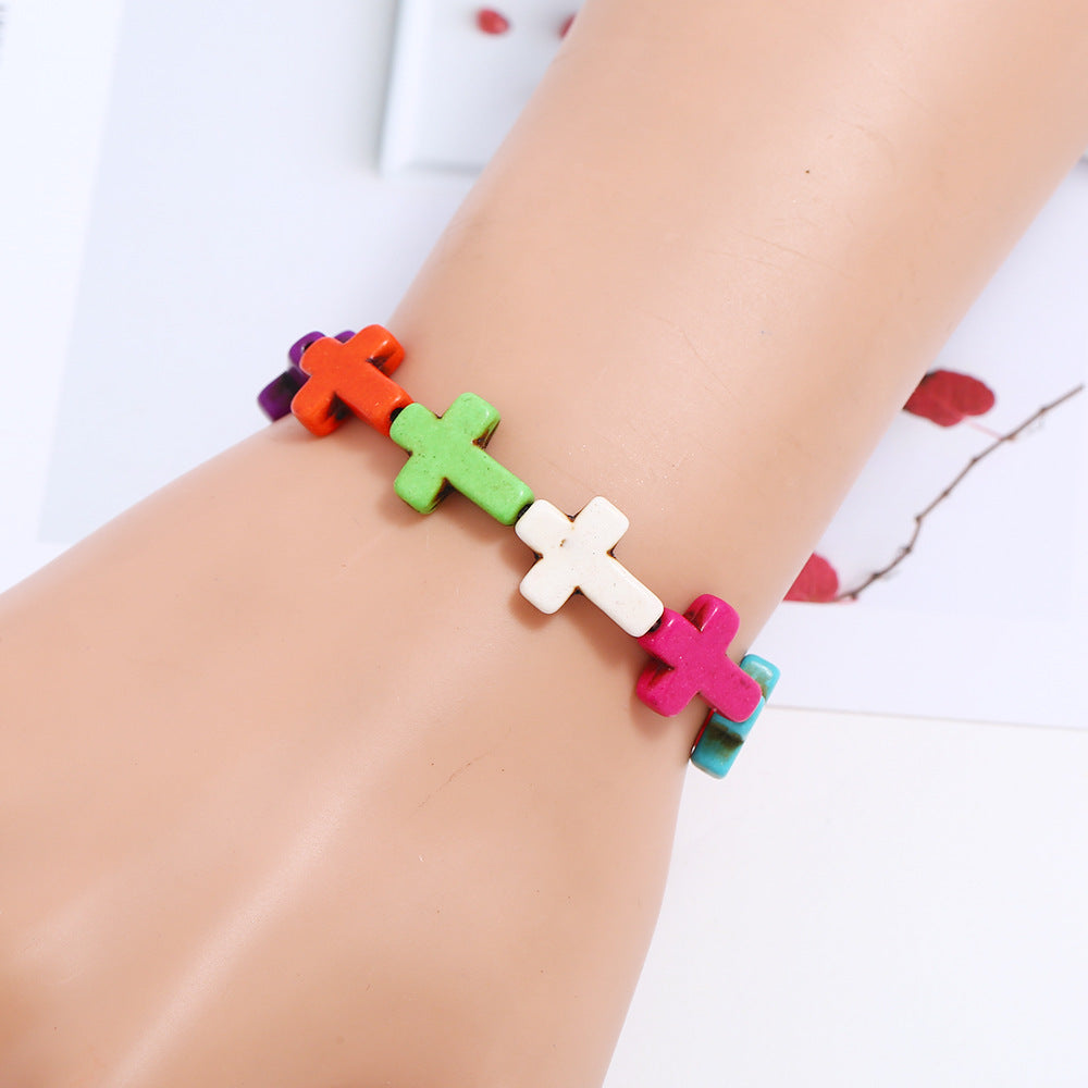 Christianartworkshop Böhmisches Kreuz, türkisfarbenes Perlenarmband - Mehrfarbig - image 1
