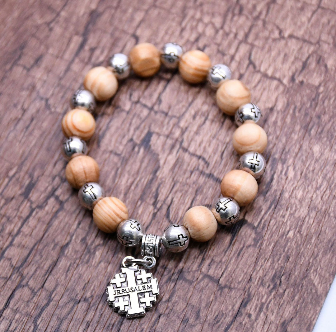 Jerusalem-Kreuz-Charm-Perlen-Armband