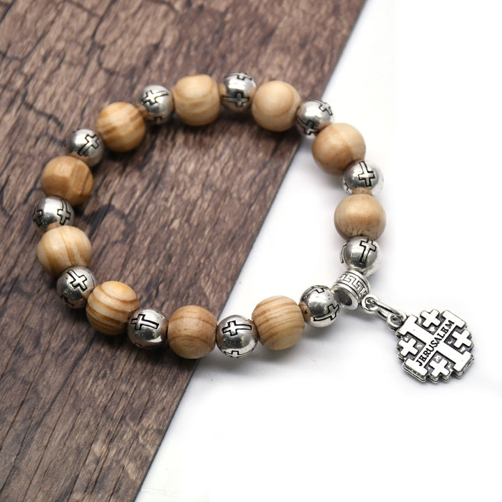 Jerusalem-Kreuz-Charm-Perlen-Armband