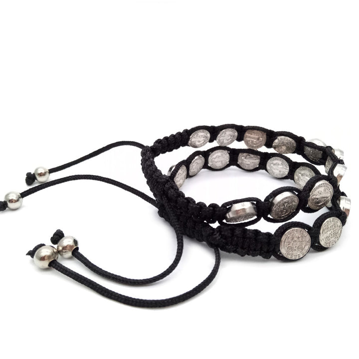St. Benedikt-Rosenkranz-Armband, verstellbar, Legierung, gewebt