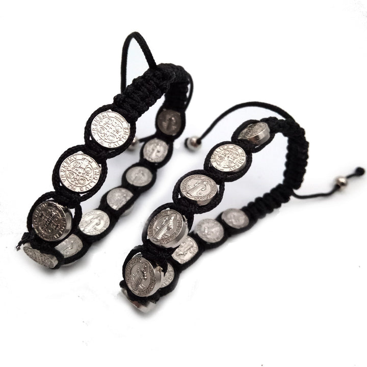 St. Benedikt-Rosenkranz-Armband, verstellbar, Legierung, gewebt