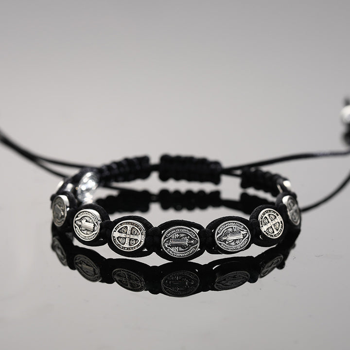 St. Benedikt-Rosenkranz-Armband, verstellbar, Legierung, gewebt