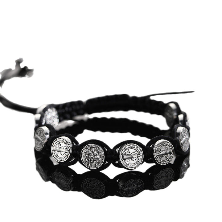 St. Benedikt-Rosenkranz-Armband, verstellbar, Legierung, gewebt