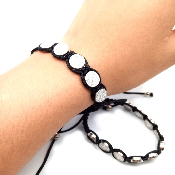 St. Benedikt-Rosenkranz-Armband, verstellbar, Legierung, gewebt