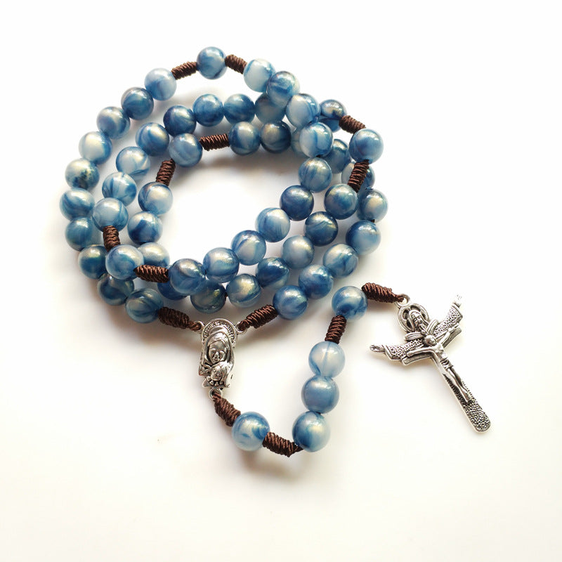 Handgewebter Rosenkranz mit blauem Kruzifix - image 5