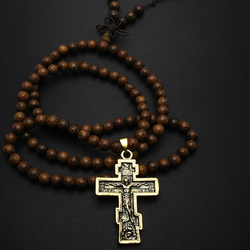 Christianartworkshop Rosenkranz mit Kreuzanhänger aus Olivenholzperlen - Braun - image 1