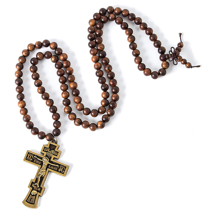 Christianartworkshop Rosenkranz mit Kreuzanhänger aus Olivenholzperlen - image 4