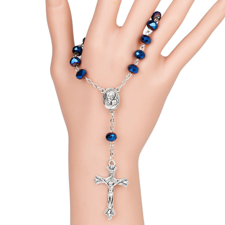 Blauer Kristall Edelstein Jungfrau Maria Armband Rosenkranz - image 5