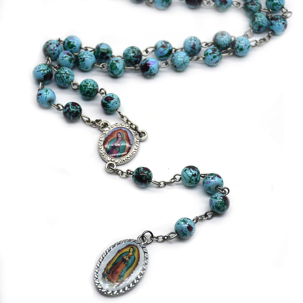 Rosenkranz aus blauen Glasperlen Unserer Lieben Frau von Guadalupe - image 2