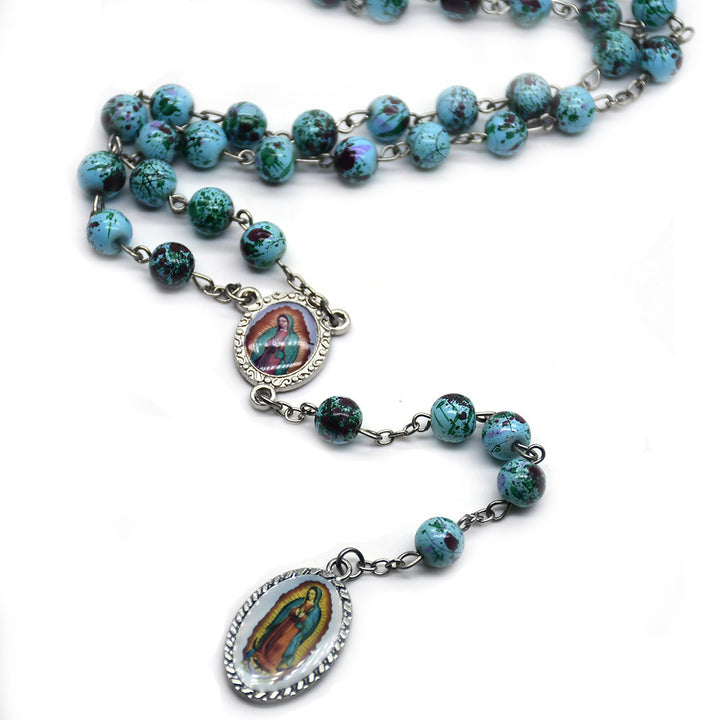 Rosenkranz aus blauen Glasperlen Unserer Lieben Frau von Guadalupe - image 2