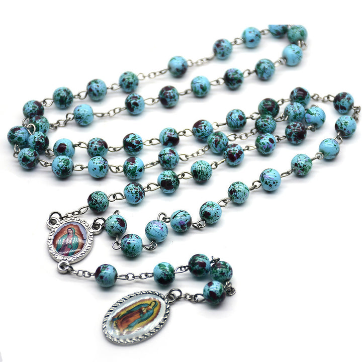Rosenkranz aus blauen Glasperlen Unserer Lieben Frau von Guadalupe - Grün - image 1