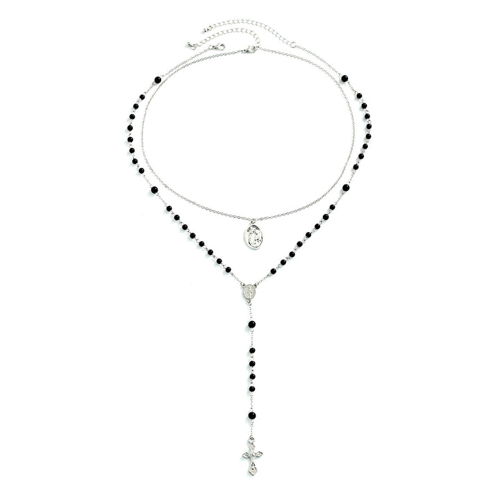 Christianartworkshop – Mehrreihige Halskette mit Kreuz und schwarzen Perlen - 1 Satz - image 6