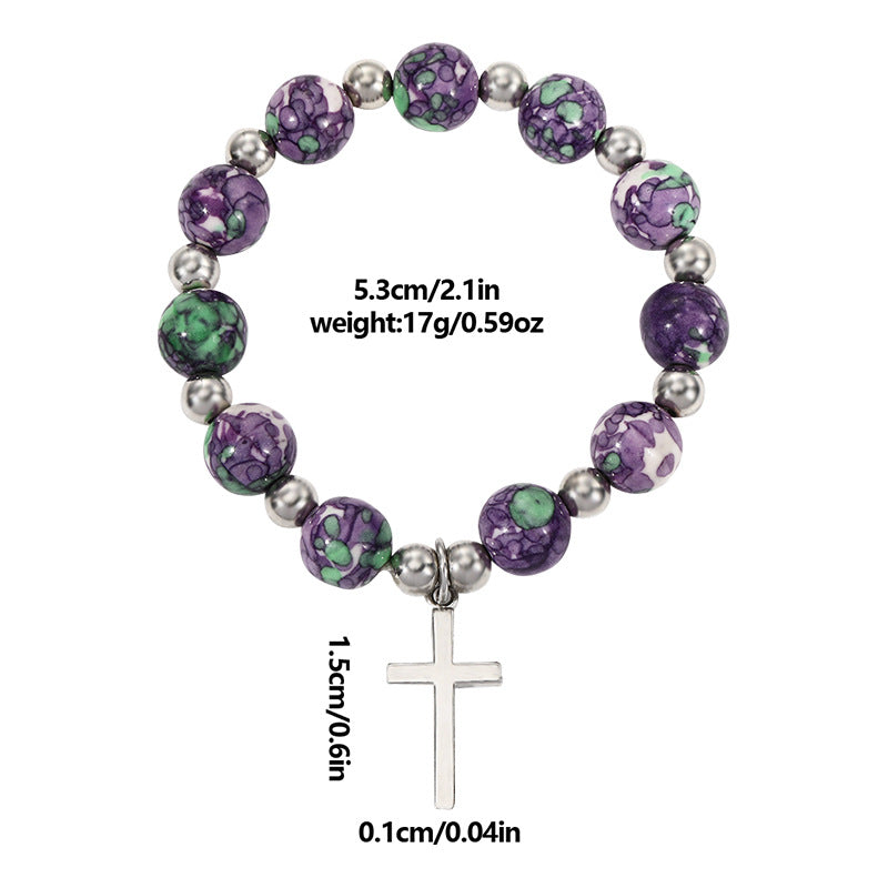 Christianartworkshop Armband mit Kruzifix und Gebetsperlen, violette Steine - image 6