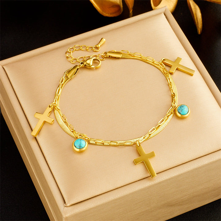 Christianartworkshop Türkisverziertes zweilagiges Armband - Doppellagiges Armband - image 0