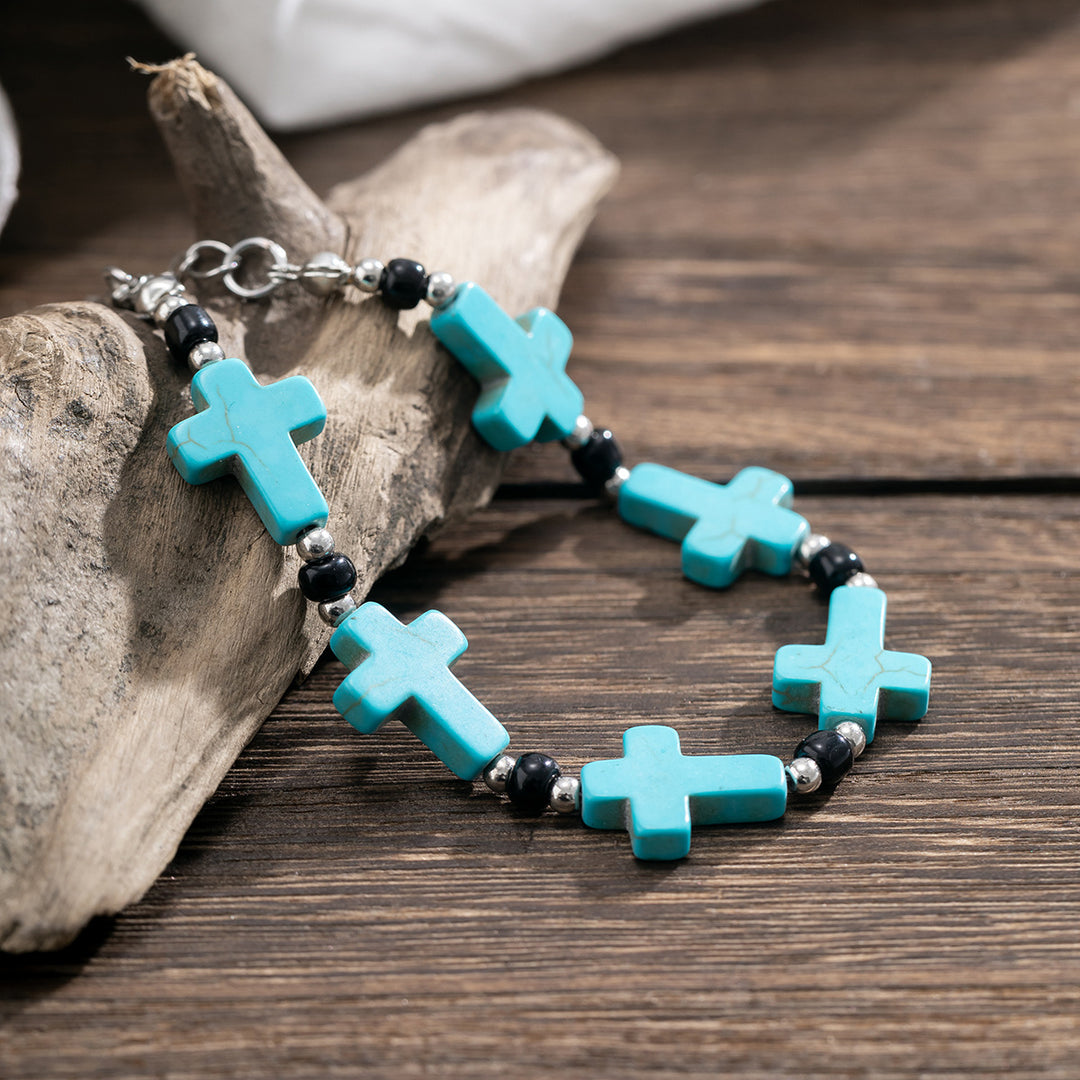 Christianartworkshop Armband mit türkisfarbenen Perlen und Kruzifix - image 4
