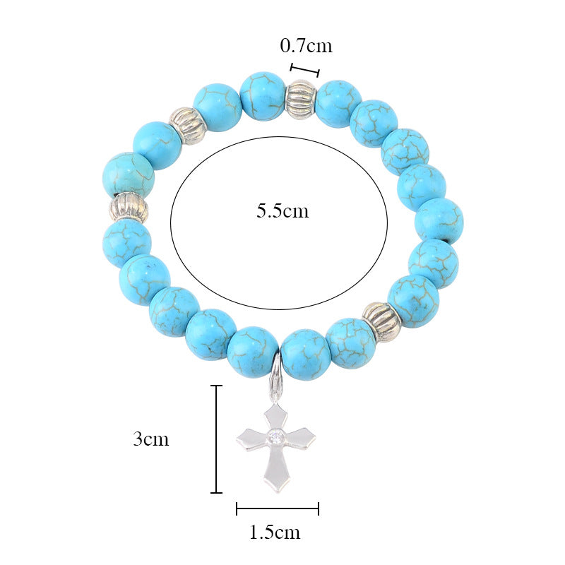 Christianartworkshop Handgefertigtes Armband mit türkisfarbenem Perlenkreuzanhänger - image 4