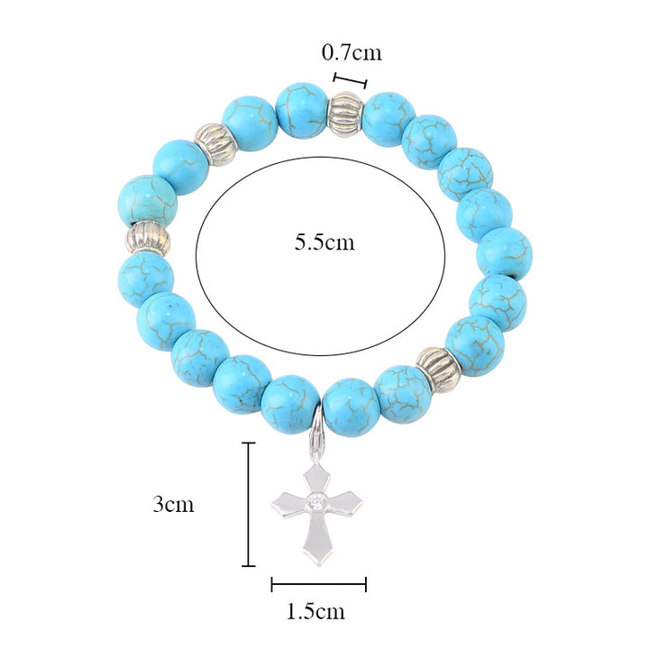 Christianartworkshop Handgefertigtes Armband mit türkisfarbenem Perlenkreuzanhänger - image 4