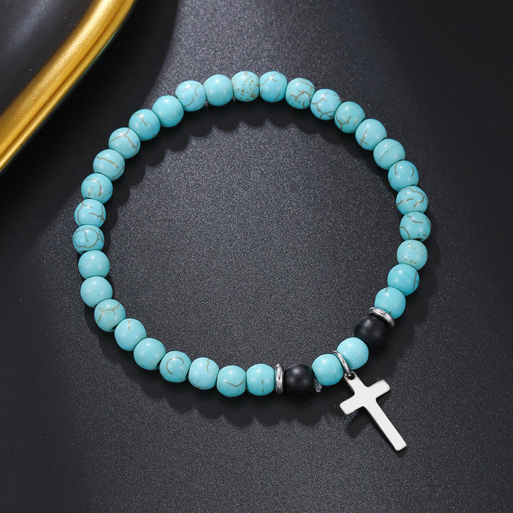 Christianartworkshop Türkisfarbenes Stretch-Armband „Blessing“ - Christus-Segen-Armband - image 0